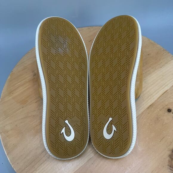 Olukai Mua 'ili Mens Size 9 Shearling Slippers Shoes Brown Leather Comfort NEW - Picture 7 of 9